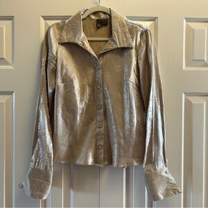 Sere Nade Metallic Button Down Blouse Top